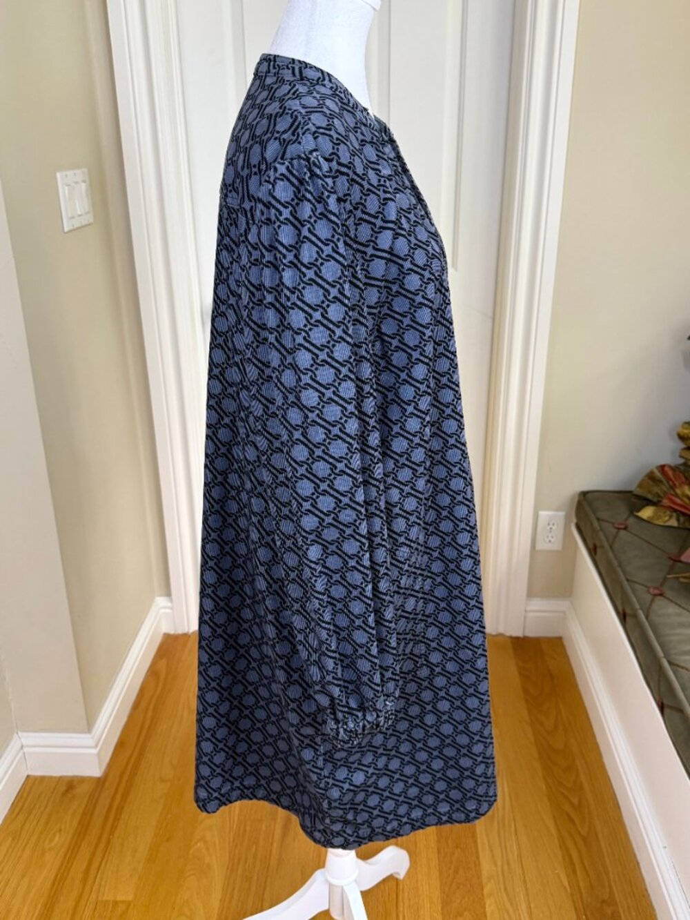 Boden Corduroy Dress Blue Black Trellis V-Neck Esmeralda (16-18) - Picture 4 of 9
